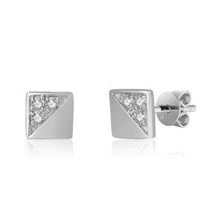 Real Diamond Rhombus Shape Stud Earrings